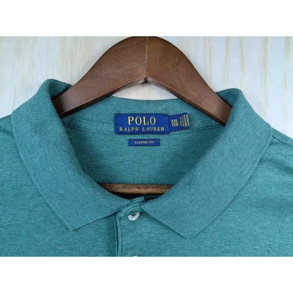 Polo Ralph Lauren Men's XXL Green Short Sleeve Polo Cotton Classic Fit